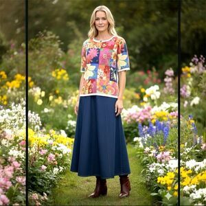 VTG Susan Bristol XL Floral Patchwork Knit Button Cardigan Embroidery BOHO Artsy